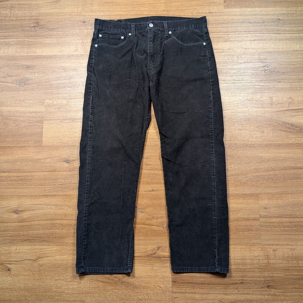 Levis 505 Corduroy Pants Mens 36x29(28) Black Regular Fit Straight Leg